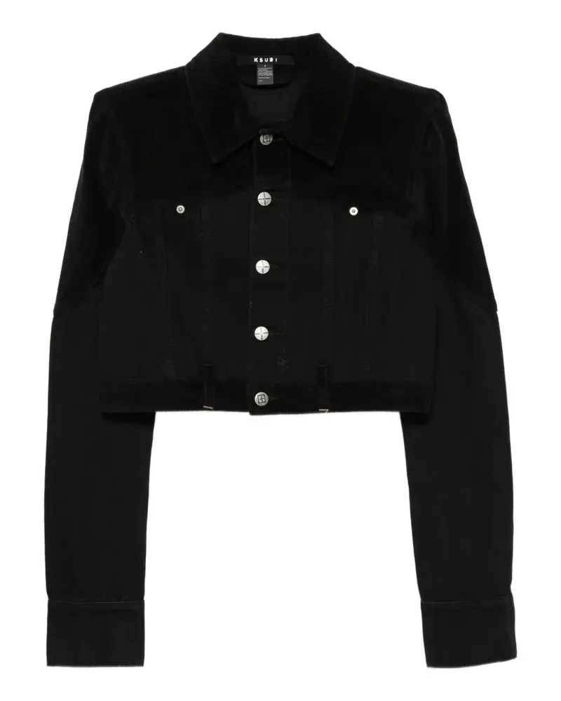ksubi corduroy-panelled cropped denim jacket - Schwarz Schwarz
