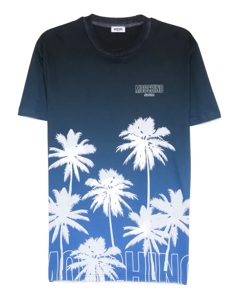Moschino palm-print ombré T-shirt - Blau Blau
