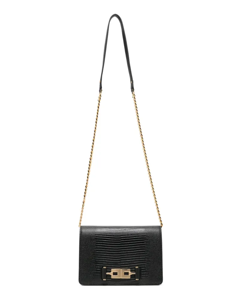 Elisabetta Franchi lizard-effect chain-strap cross body bag - Schwarz Schwarz