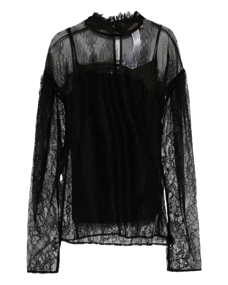 Twin-Set Gerüschter Strick aus Spitze - Schwarz Schwarz