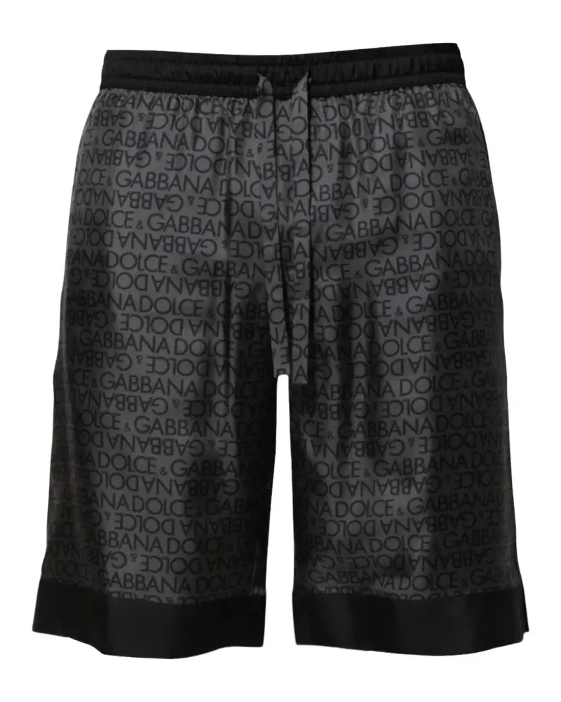 Dolce & Gabbana Shorts aus Seide mit Logo-Print - Schwarz Schwarz