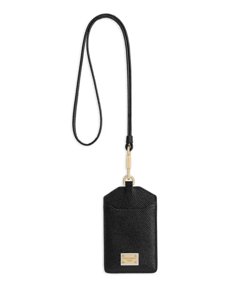 Dolce & Gabbana Dauphine calfskin keychain with plate - Schwarz Schwarz