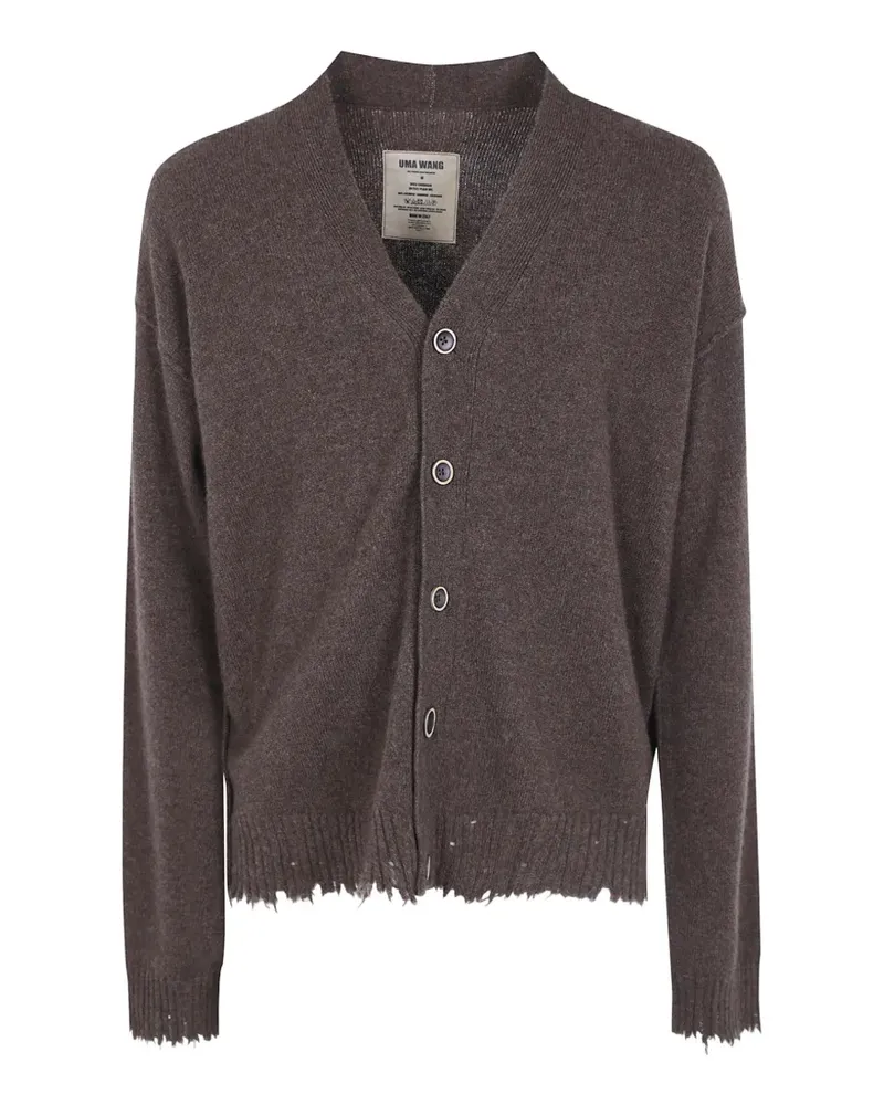Uma Wang Kaschmircardigan mit ausgefranstem Saum - Braun Braun