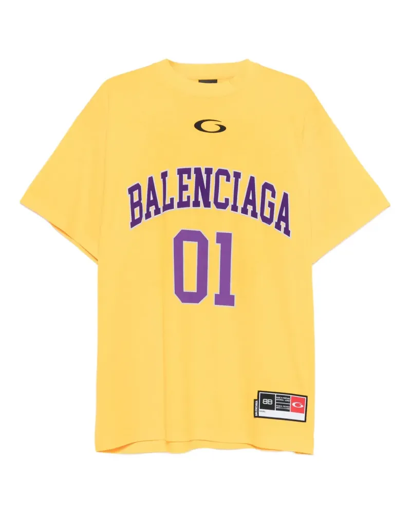Balenciaga Basketball T-Shirt aus Jersey - Gelb Gelb