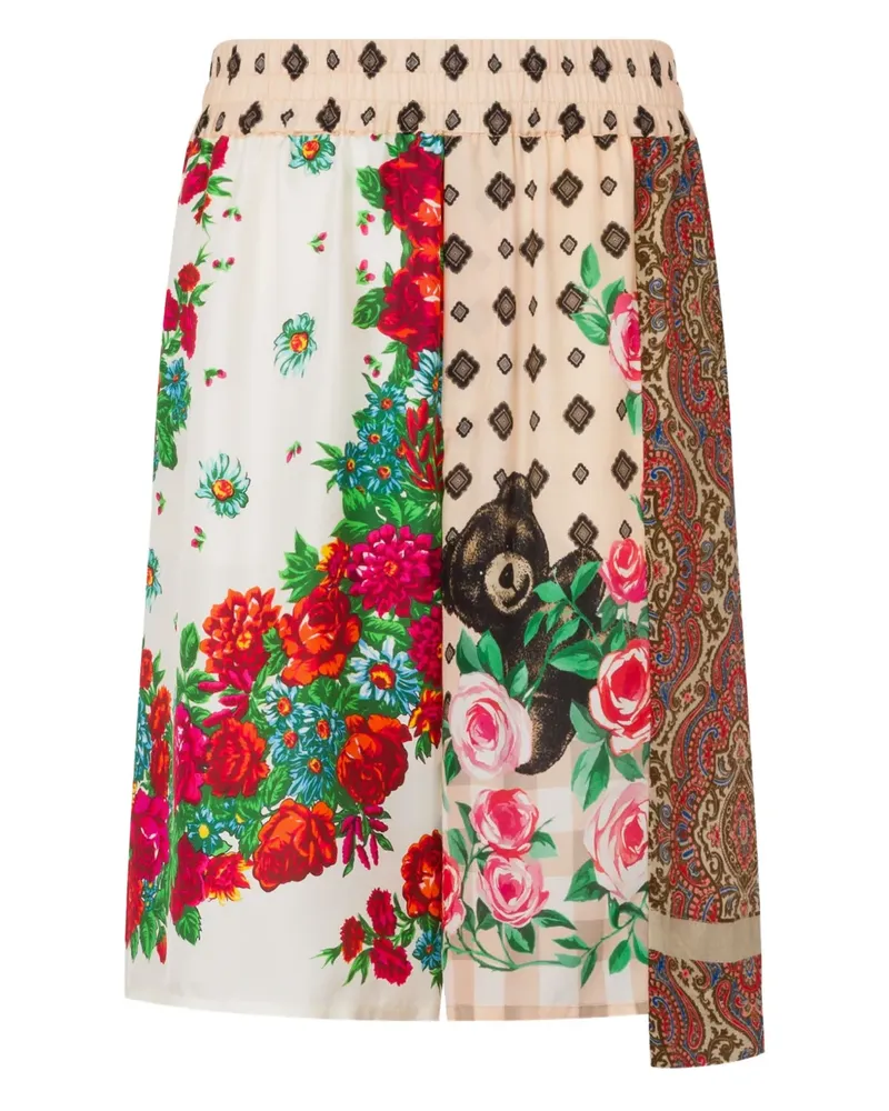 Moschino Shorts mit Blumen-Patchwork - Weiß Weiß