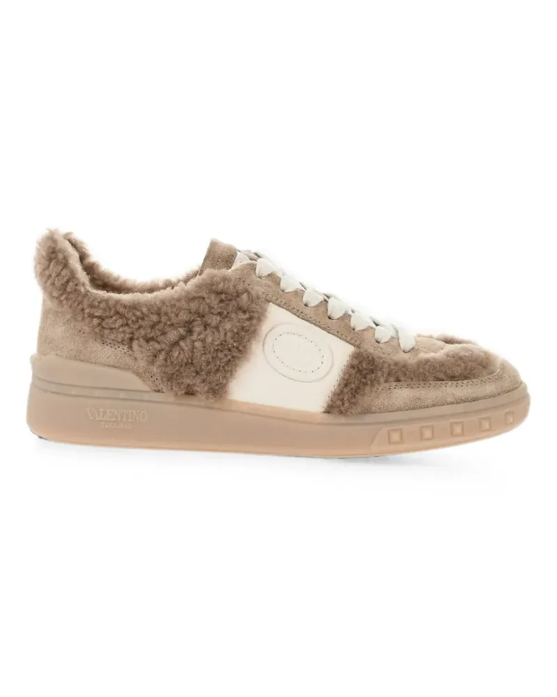 Valentino Garavani shearling-trim sneakers - Braun Braun