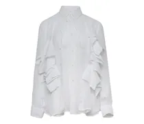 ruffled long-sleeve shirt - Weiß