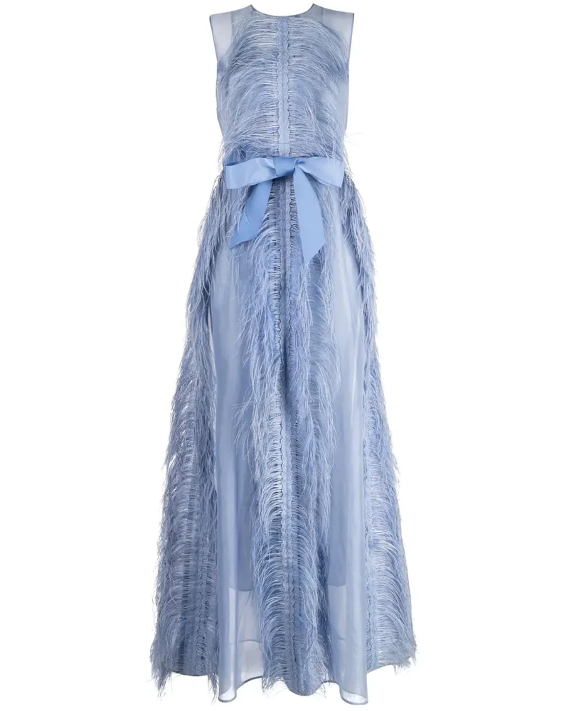 Huishan Zhang Abendkleid mit Federbesatz - Blau Blau