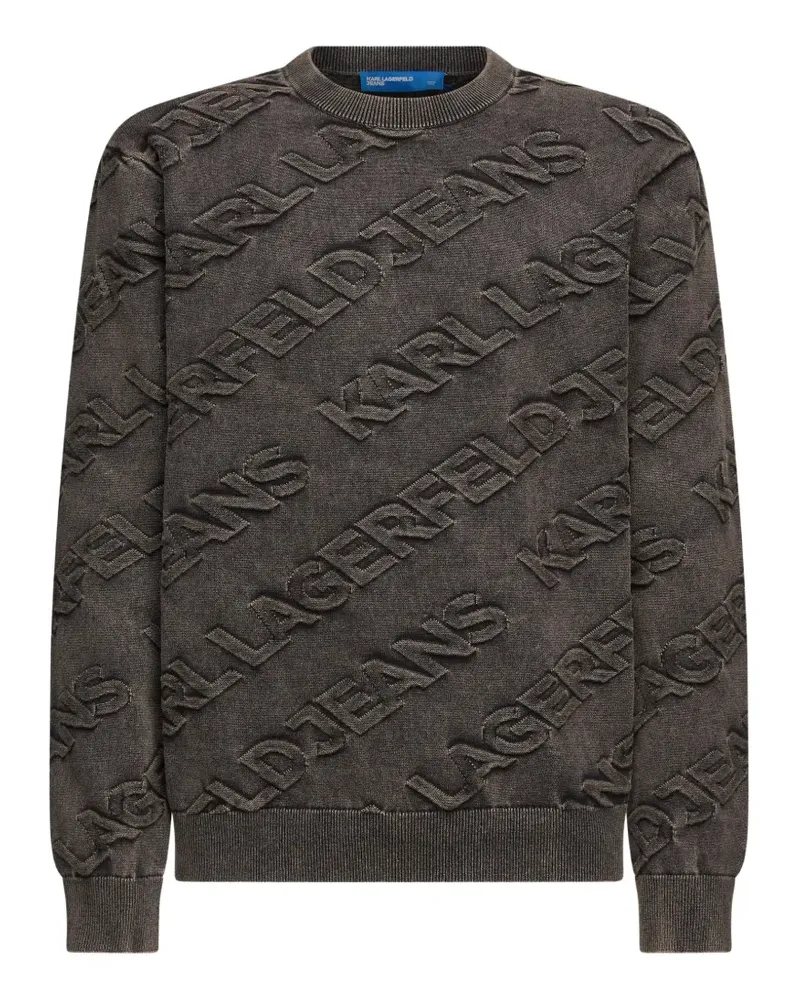 Karl Lagerfeld Acid-Wash-Pullover mit Logo-Prägung - Schwarz Schwarz
