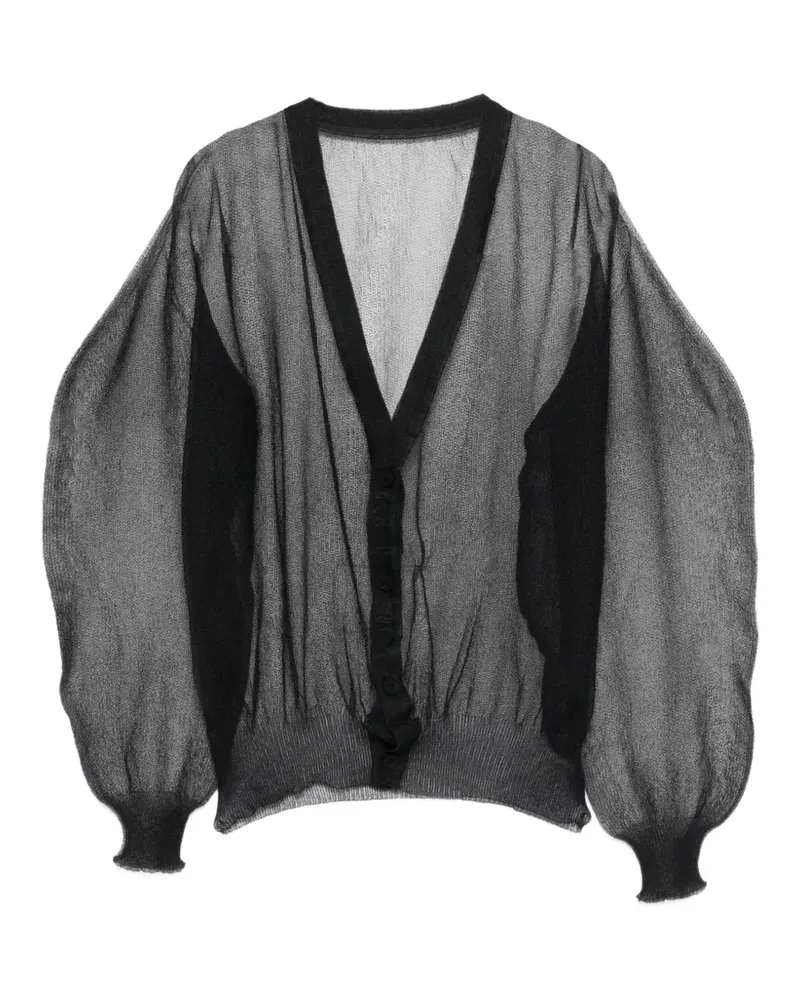 Issey Miyake Cardigan mit V-Ausschnitt - Schwarz Schwarz