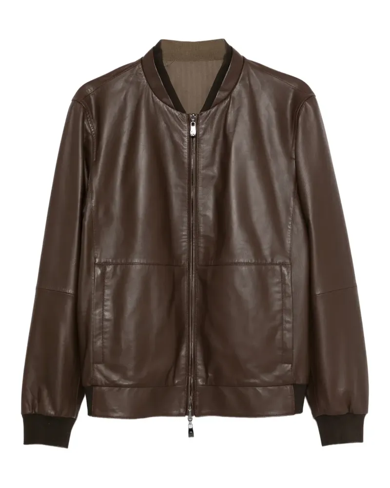 Corneliani zip-up leather jacket - Braun Braun