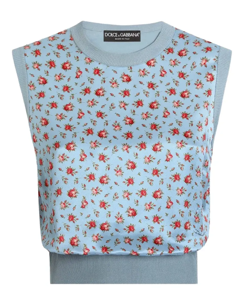 Dolce & Gabbana Geblümtes Stricktop - Blau Blau