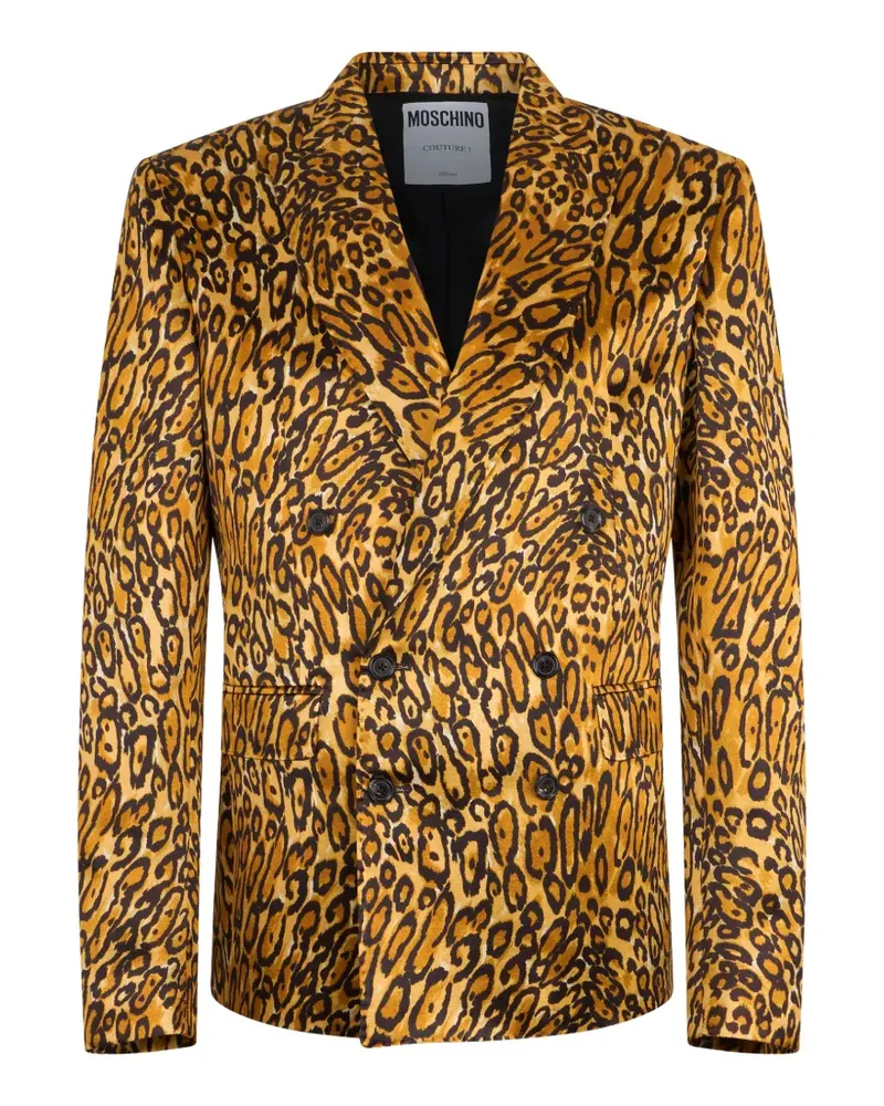 Moschino leopard-print double-breasted blazer - Gelb Gelb