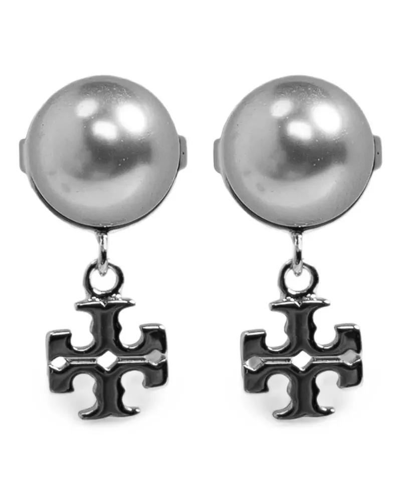 Tory Burch Double T glass-pearl earrings - Silber Silber
