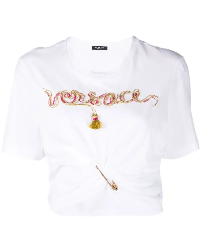 Versace T-Shirt mit Sicherheitsnadel - Weiß Weiß