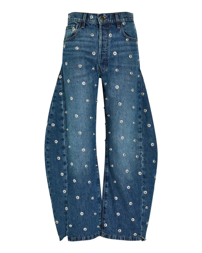 A.W.A.K.E. Barrel-Leg-Jeans mit Ösen - Blau Blau