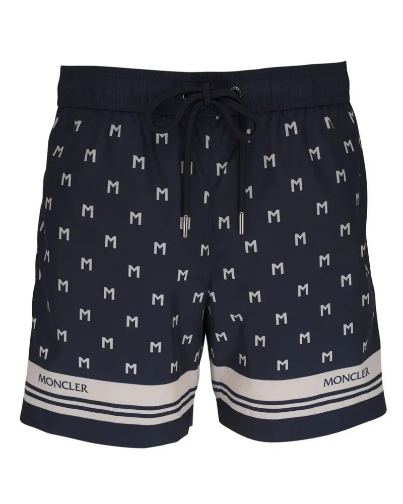 Moncler Badeshorts mit Monogramm-Print - Blau Blau