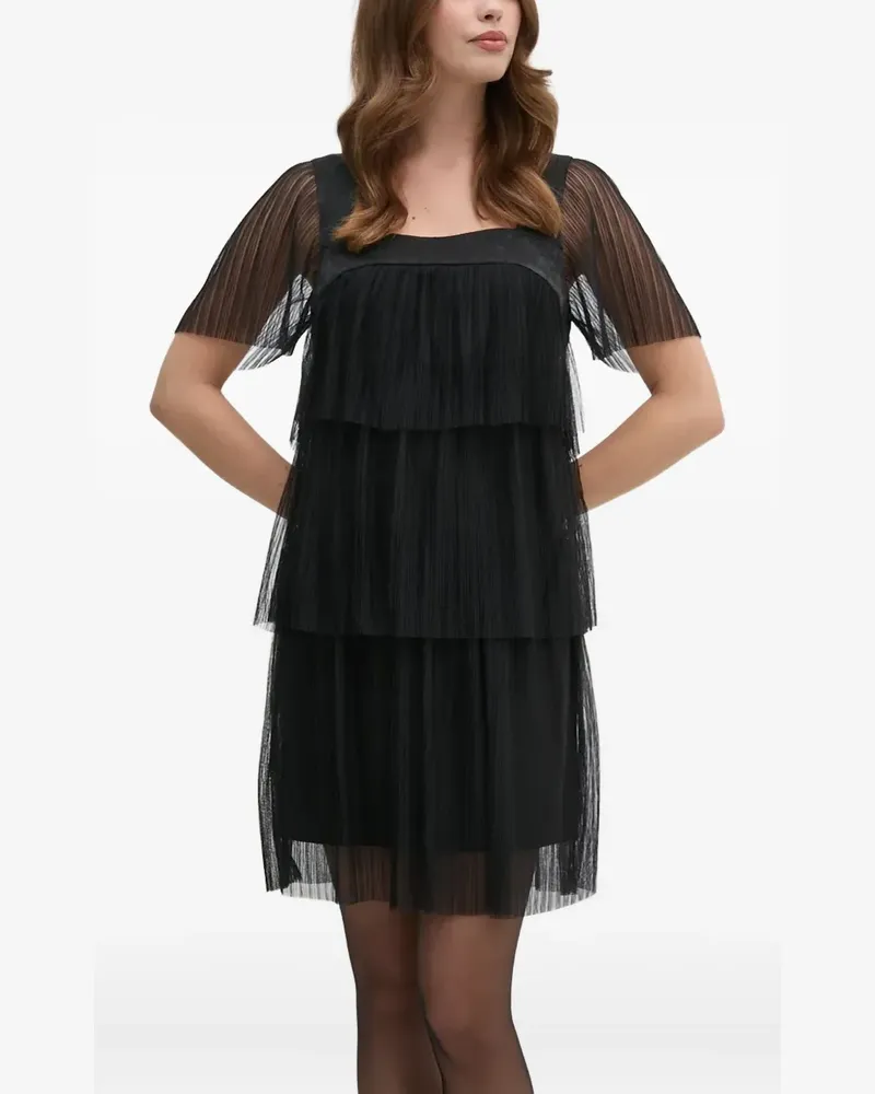 DKNY tiered square-neck mini dress - Schwarz Schwarz