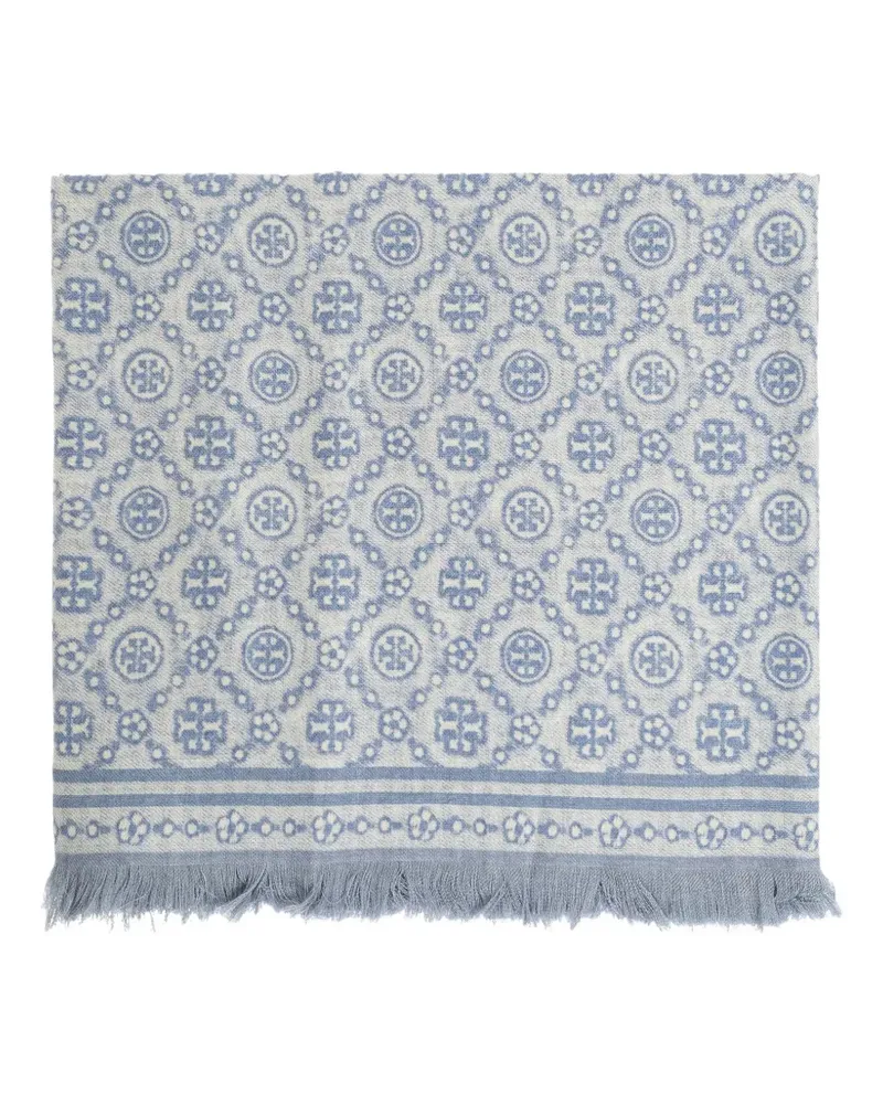 Tory Burch Schal mit T-Monogramm - Blau Blau