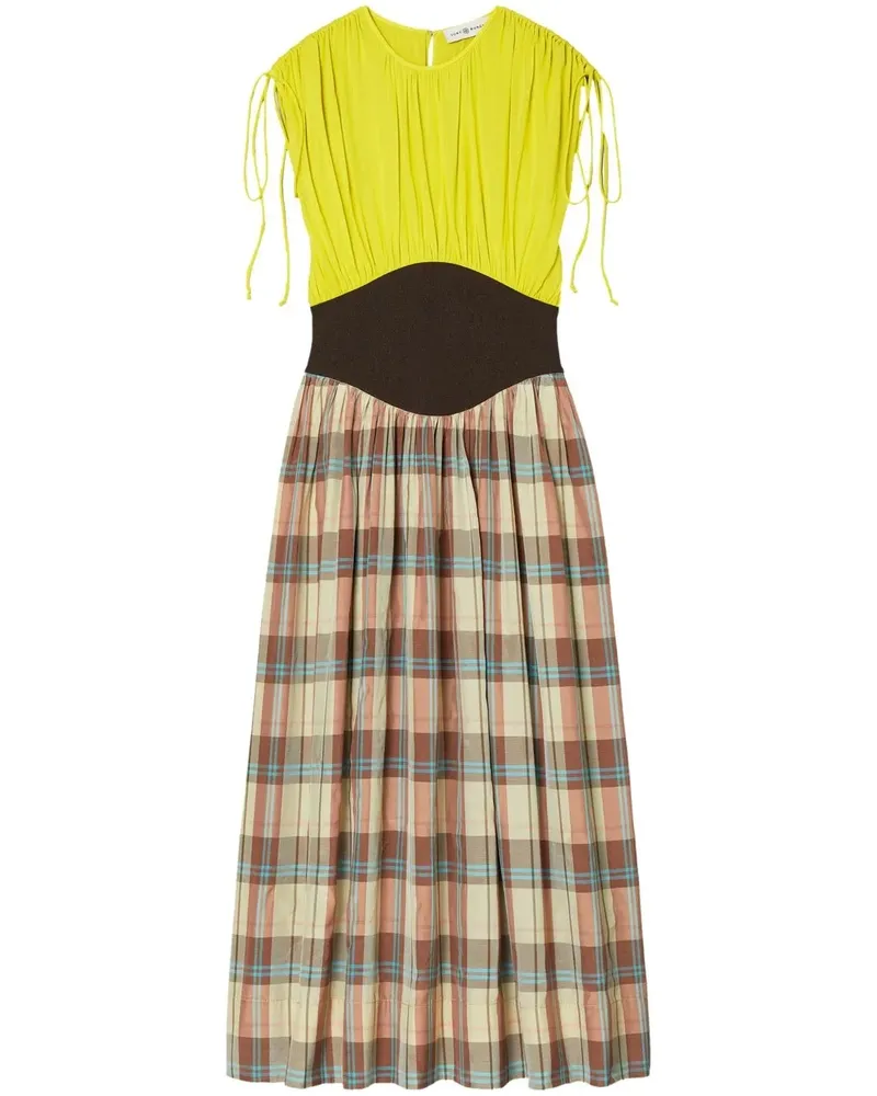 Tory Burch Kariertes Seidenkleid - Gelb Gelb