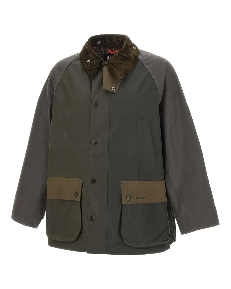 Barbour Jacke im Patchwork-Look mit Cordkragen - Grün Grün