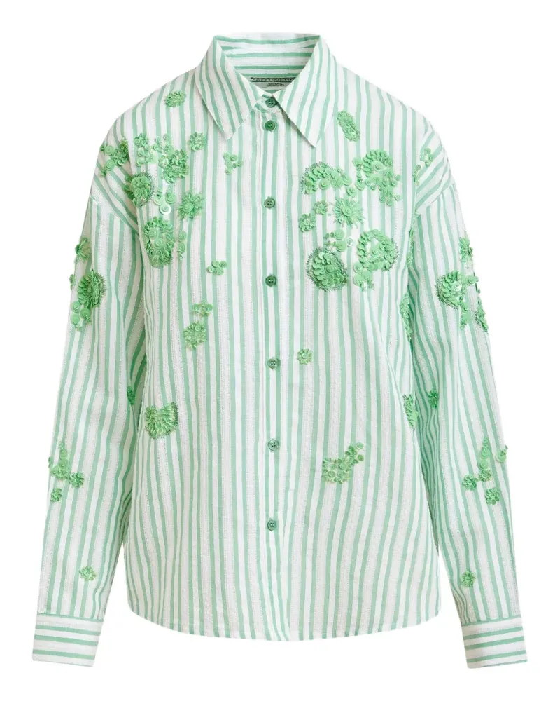 Essentiel Gestreiftes Hemd mit Blumen - Weiß Weiß