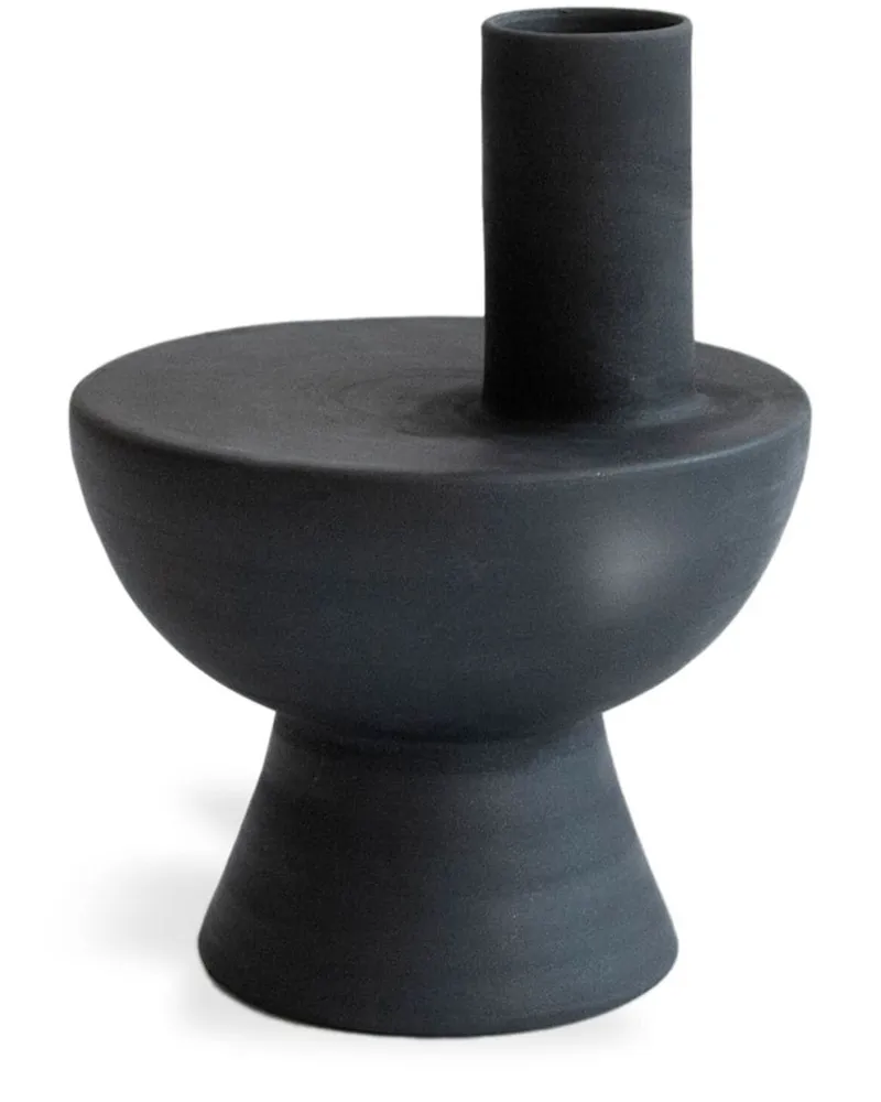 Origin Made Charred Chimney Tonvase 31,3cm Schwarz