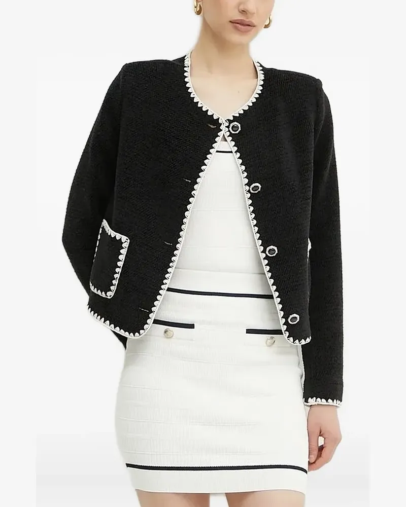 Guess Twill-Jacke mit Ziernähten - Schwarz Schwarz