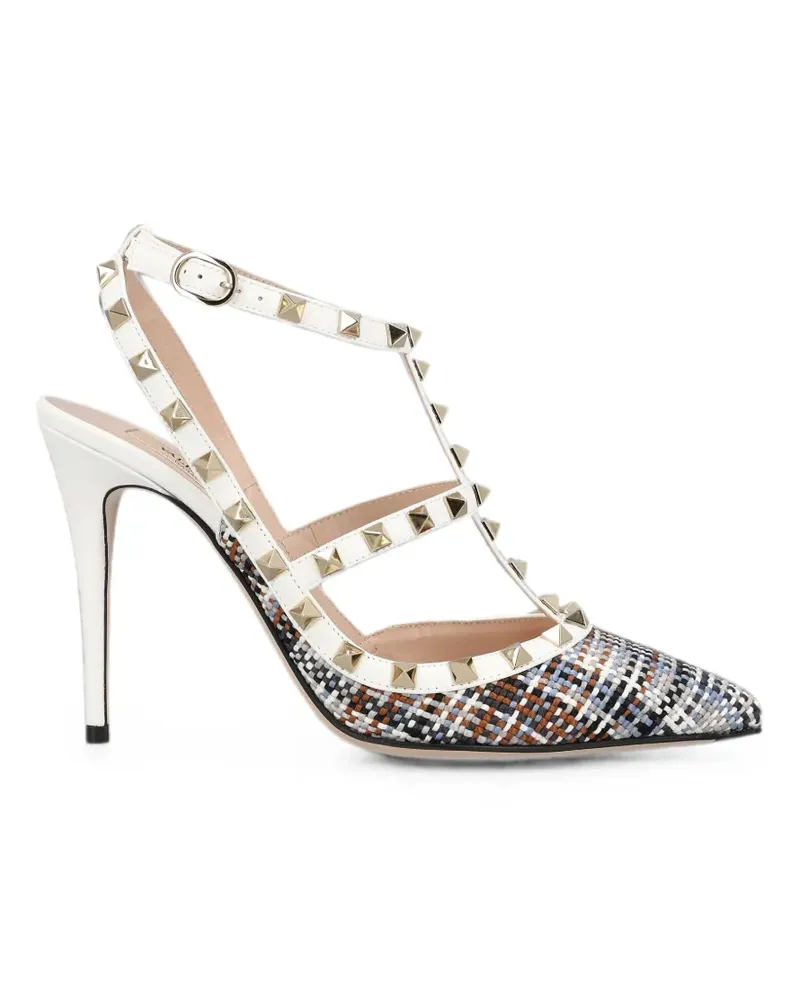 Valentino Garavani Rockstud Pumps aus gewebtem Stoff 100mm - Weiß Weiß