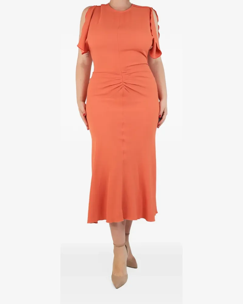 Victoria Beckham ruched midi dress - Orange Orange