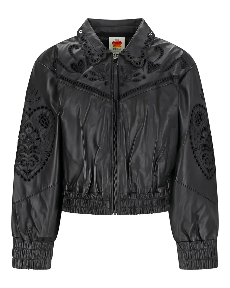 FARM Rio Richelieu heart-shape cut-out leather jacket - Schwarz Schwarz