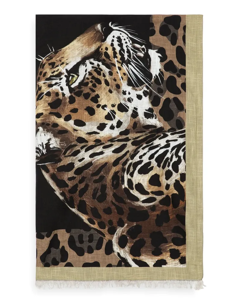 Dolce & Gabbana Strandtuch mit Leoparden-Print - Schwarz Schwarz
