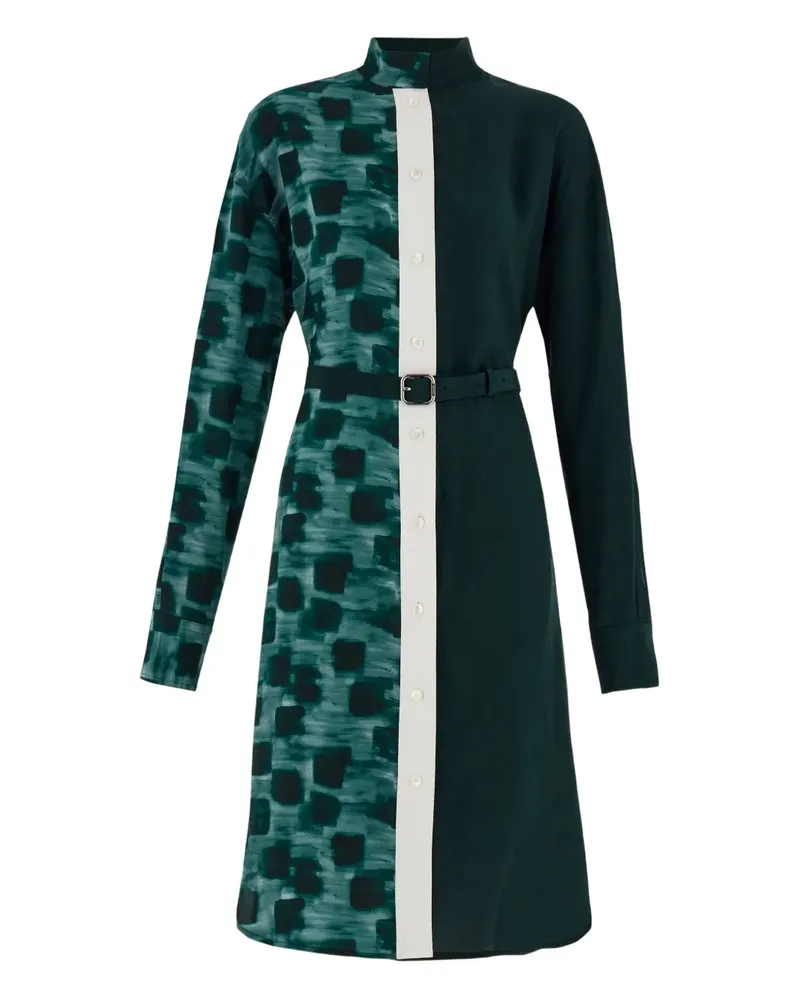 Ferragamo Gürtel-Hemdkleid in Colour-Block-Optik - Grün Grün