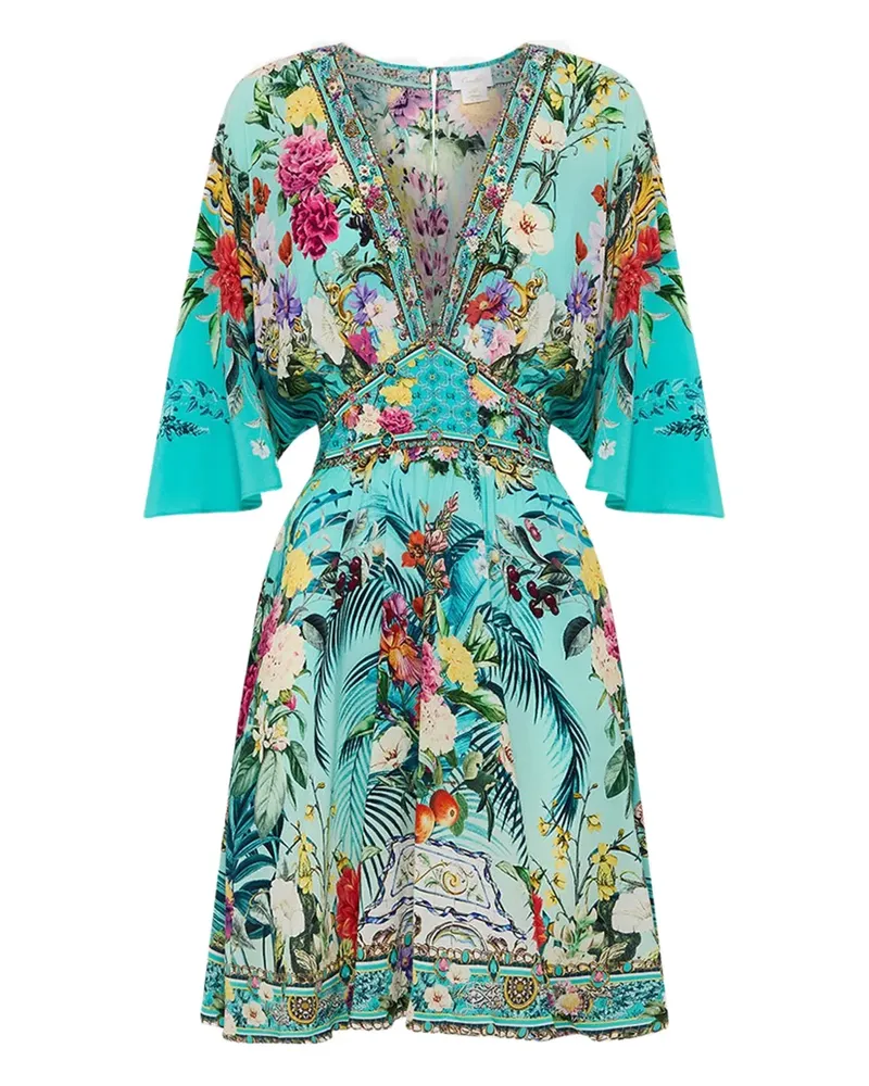 Camilla Gardens of Queluz Kleid mit Blumen-Print - Blau Blau