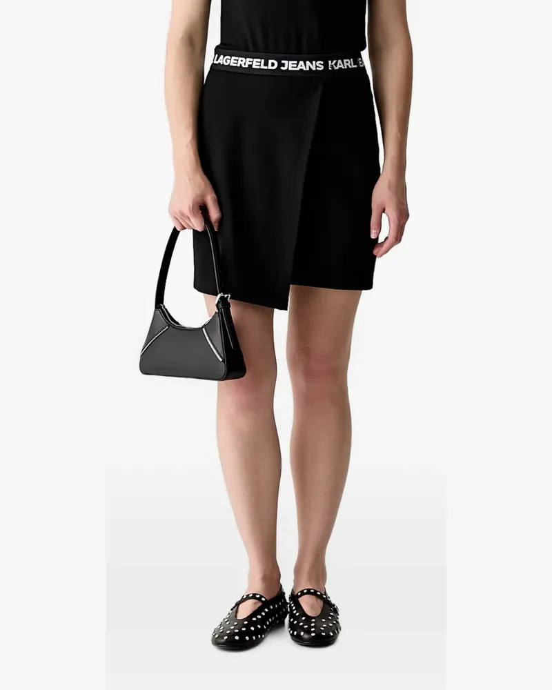 Karl Lagerfeld logo-waistband wrap mini skirt - Schwarz Schwarz