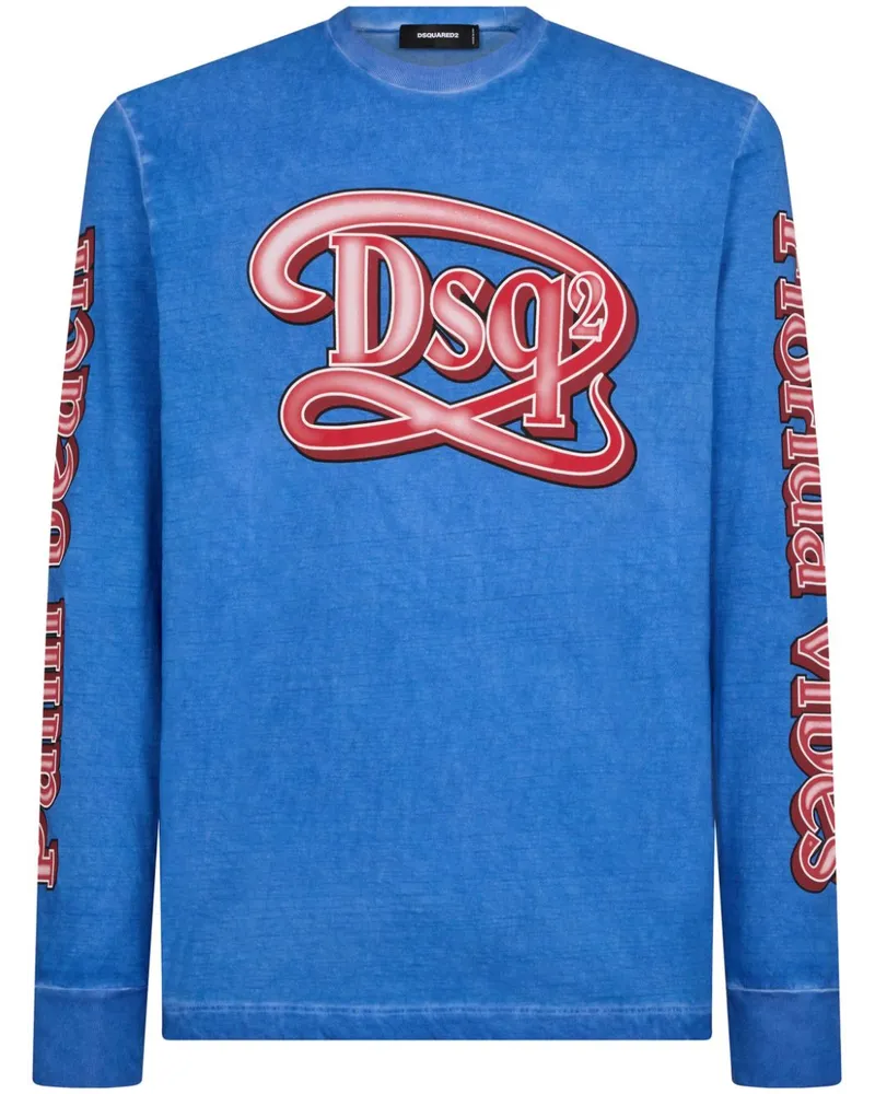 Dsquared2 T-Shirt mit Stone-Wash-Effekt Blau