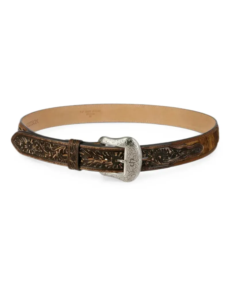 Stetson tooled calf-hair belt - Braun Braun
