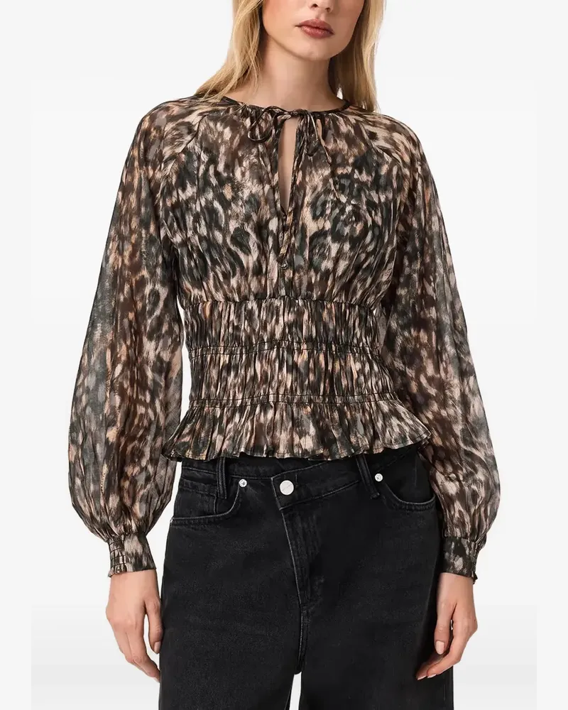 AllSaints Cern Bluse mit Leoparden-Print - Braun Braun