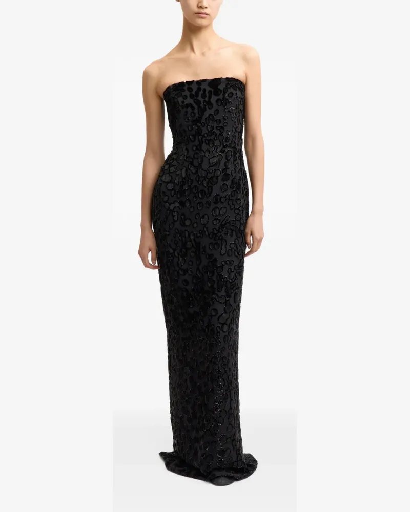 16ARLINGTON Frasia devoré strapless bodycon maxi gown dress - Schwarz Schwarz