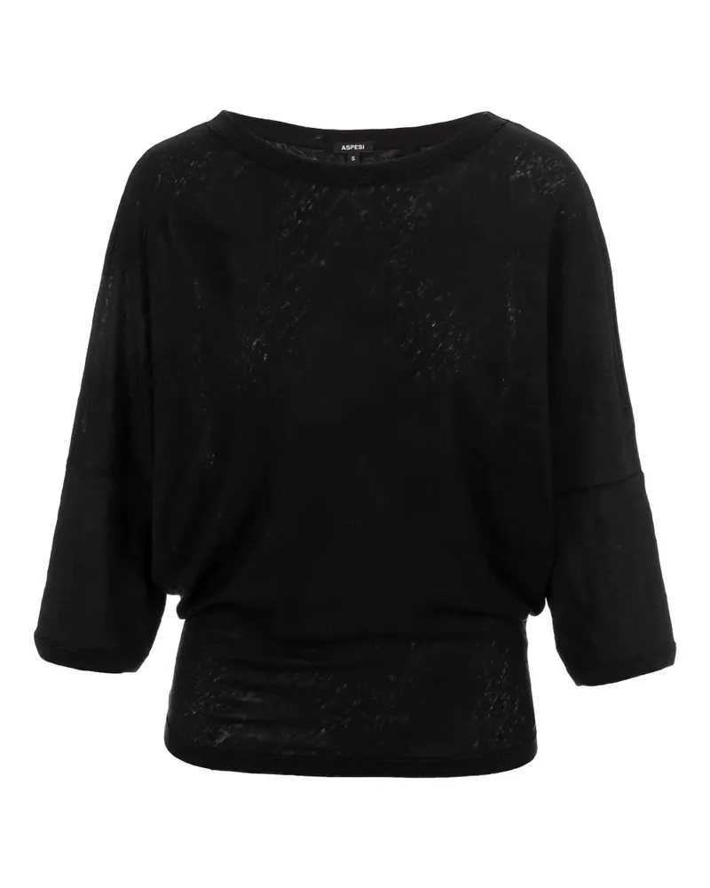 ASPESI T-Shirt mit U-Boot-Ausschnitt - Schwarz Schwarz