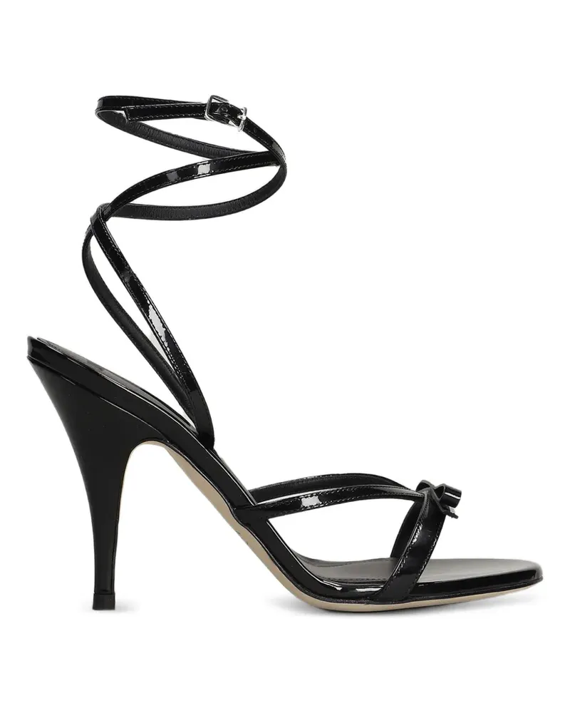 3JUIN bow-detail leather heeled sandals - Schwarz Schwarz