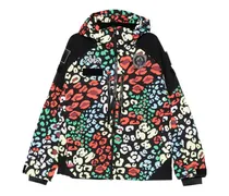 602CG Premium Skijacke mit Leoparden-Print - Schwarz