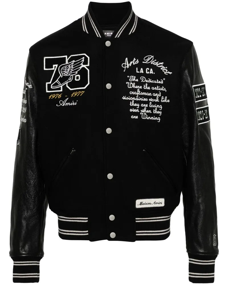 Amiri Eagle Varsity Bomberjacke mit Ledereinsätzen - Schwarz Schwarz