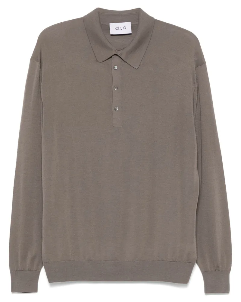 D4.0 Fein gestricktes Poloshirt - Grau Grau