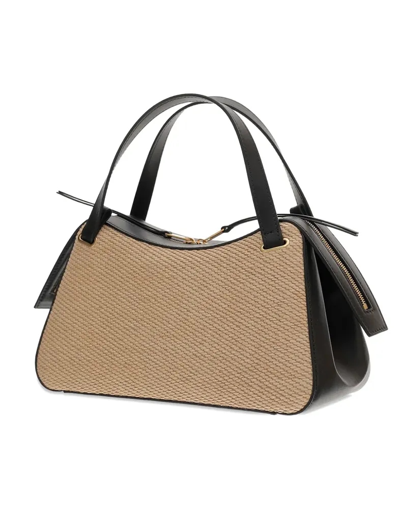 Jil Sander Tote Bag mit Einsätzen aus Raffiabast - Nude Nude