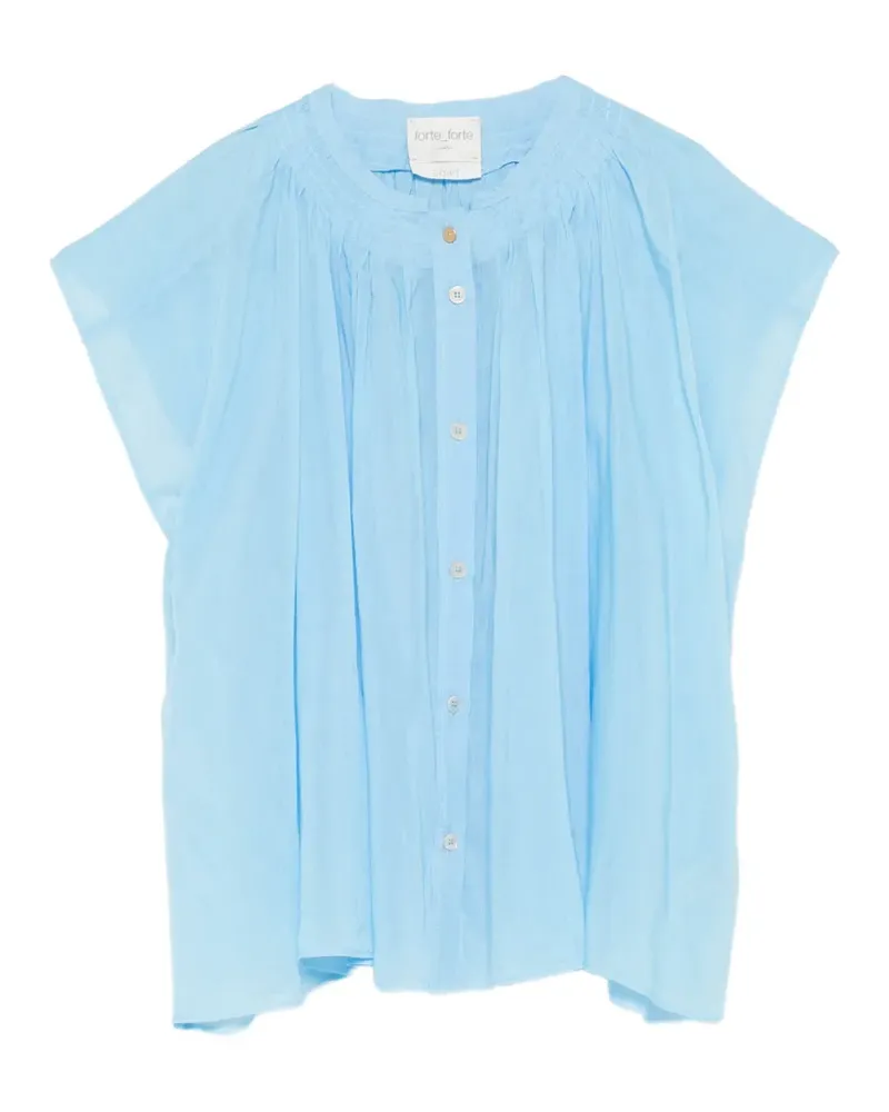 forte_forte Bluse mit Raffungen - Blau Blau