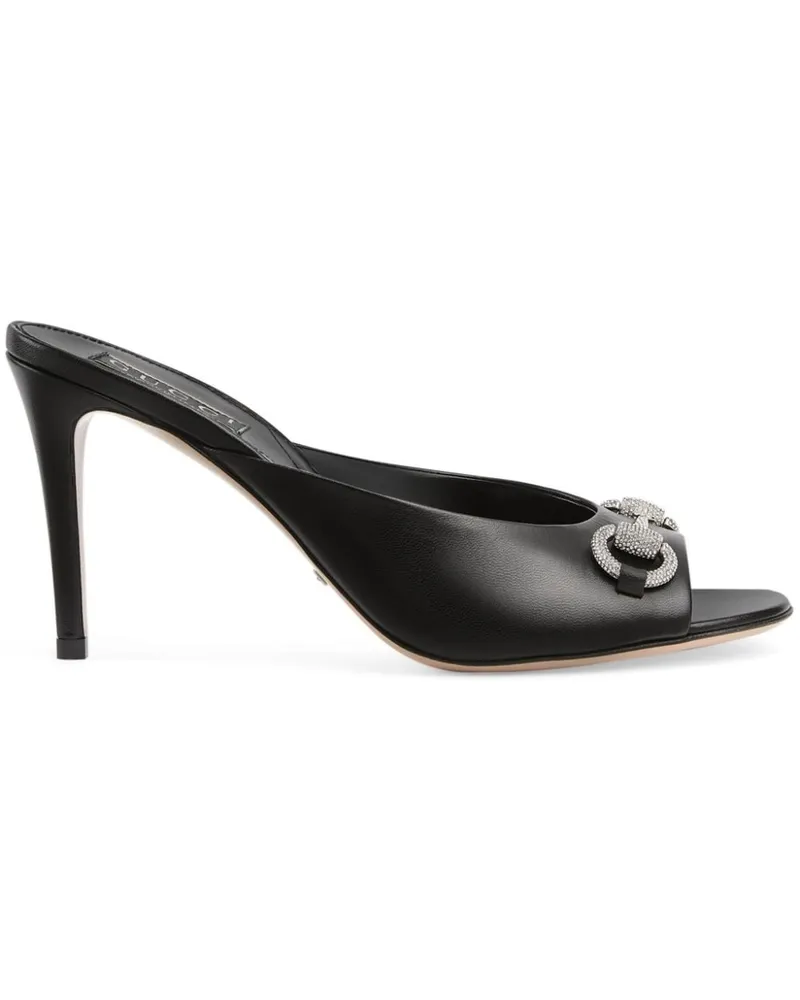 Gucci Pantoletten mit kristallverziertem Horsebit - Schwarz Schwarz