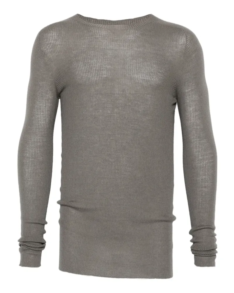 Rick Owens Gerippter Pullover mit rundem Ausschnitt - Grau Grau