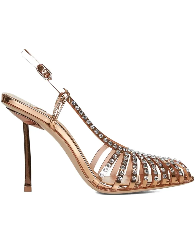 Le Silla Slingback-Sandalen mit Kristallen 100mm - Gold Gold