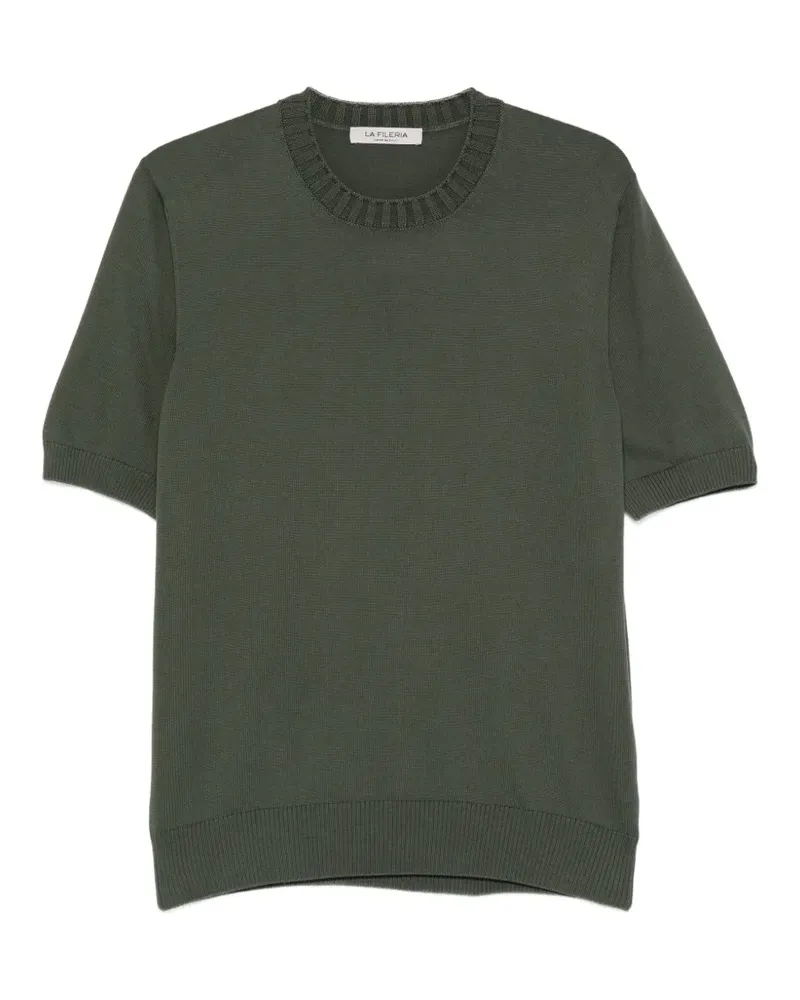 La Fileria T-Shirt mit geripptem Besatz - Grün Grün